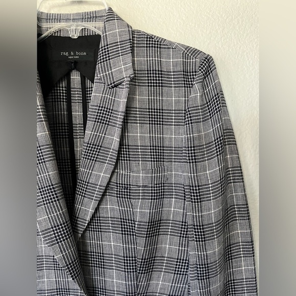 Rag & Bone Claudia Linen Blend Blazer in Blue Plaid Women’s Size 4 - Picture 7 of 16